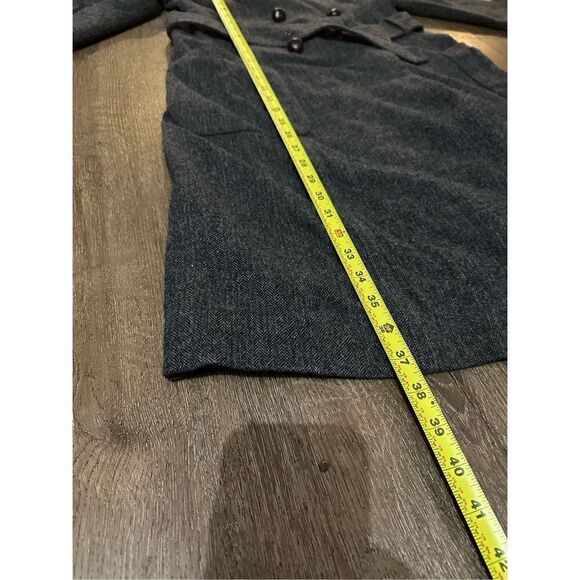 J Crew Double Breasted Wool Blend Gray Belted Collarless Coat Knee Length Size 4 - Picture 13 of 13